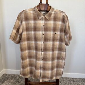 St. John's Bay Tan and Brown Plaid Casual Shirt